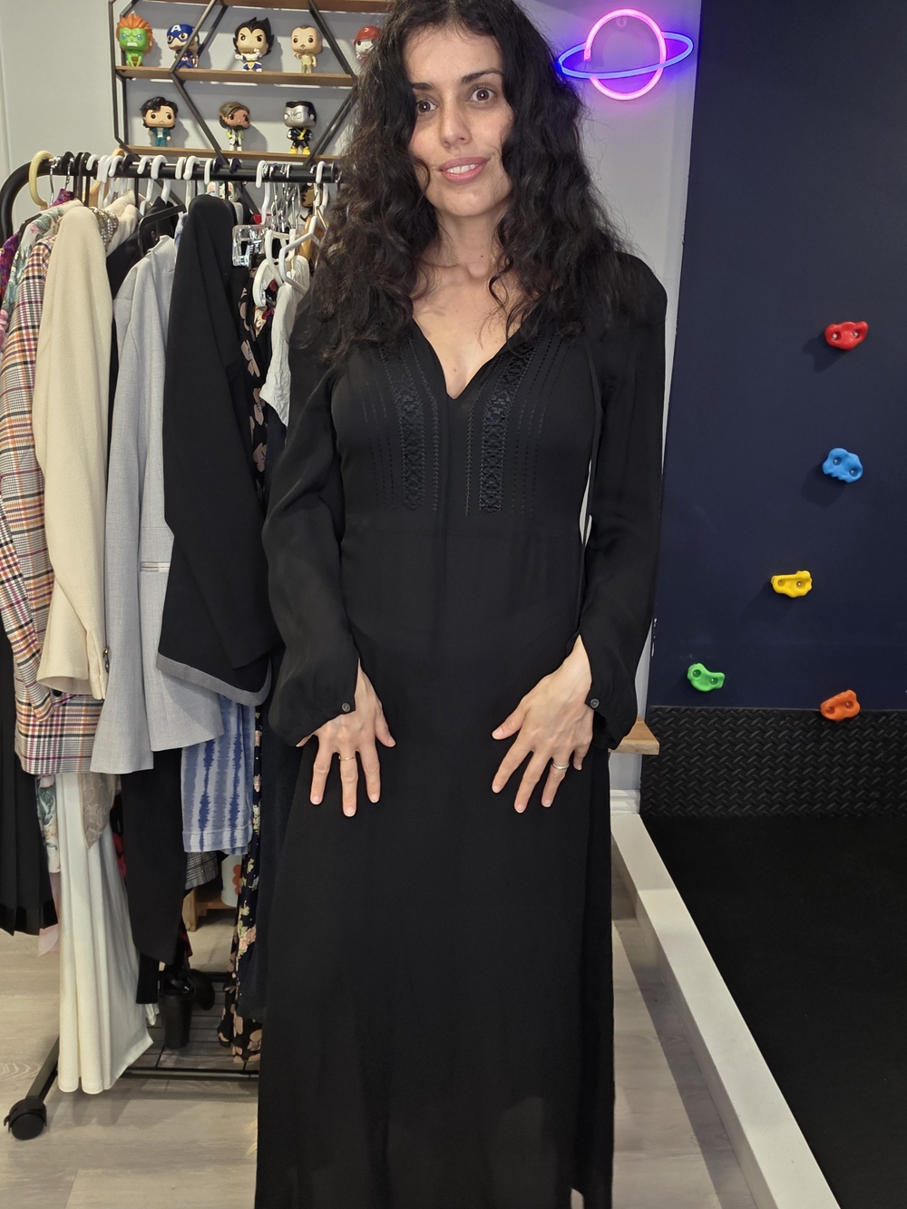 100% Silk Theory Embroidered Boho Dress
